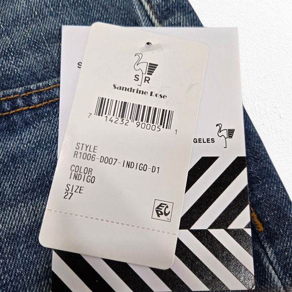 Sandrine Rose Indigo Blue High Rise Ankle Distressed Straight Leg Jeans Size 27 - Picture 5 of 11